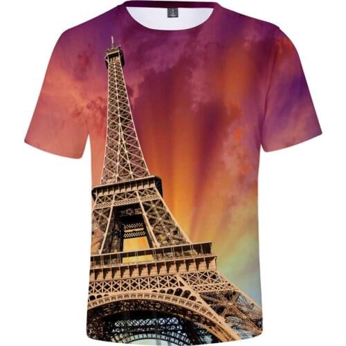 Summer Fashion Eiffel Tower Paris 3d T Shirts Print Hip Hop Men Women T-shirt Short Sleeve Unisex 3D T-shirts Tee Shirt Clothes