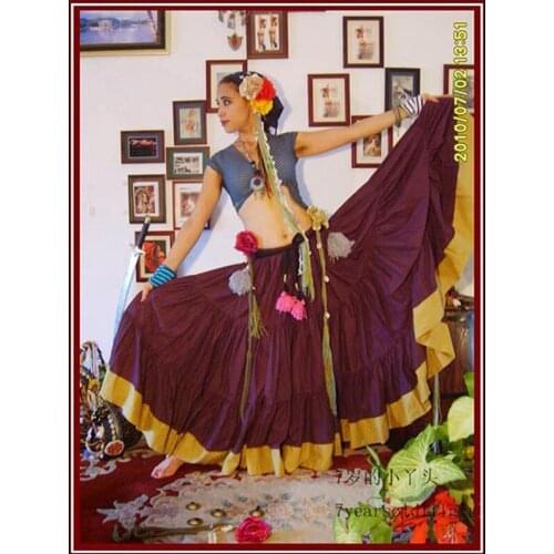 Cotton 3Tiered 12Yards Ats Gypsy Tribal Belly Dance Skirt With Border EG08
