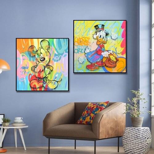 Disney Canvas Painting Mickry Mouse Donald Duck Posters and Prints On the Wall Art Pictures for Room Wall Home Decor Frameless