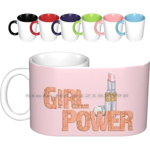 Girl Power With A Touch Of Lipstick Ceramic Mugs Coffee Cups Milk Tea Mug Vlauren Designer Vlauren Meteesandmore Me And More Me