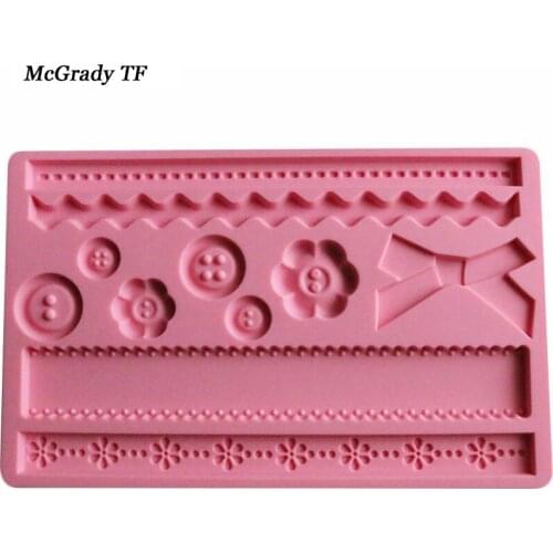 Button Bow Shaped Christmas Wedding Decoration Silicone Mold Fondant Lace Mould Fondant Cake Baking Tools