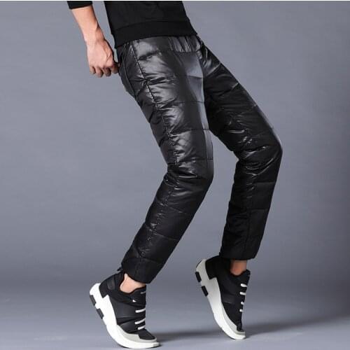 Winter 90% White Duck Down Pants Mens High Quality Slim Waterproof Snow Pants for Man Warm Down Padded Trousers Male PT-485