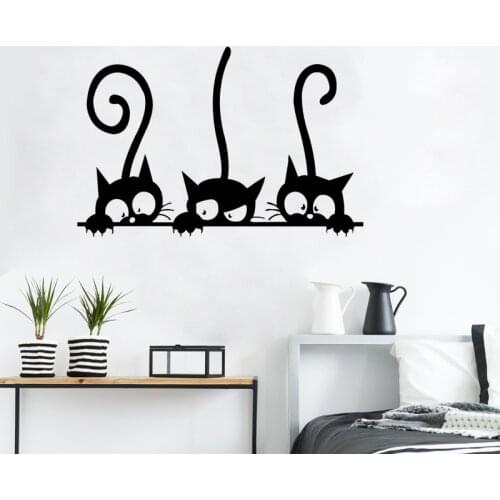 30x20cm Three Black Cat DIY Wall Stickers Lovely Animal Room Decoration Removable Home Room Bedroom Home Office Decor Mural