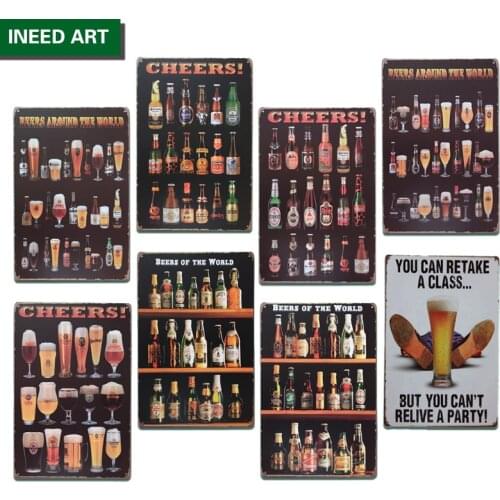 Retro Beer Wall Decor Metal Tin Sign Vintage Bar Man Cave Wall Poster Home Decoration Room Decorative Plate