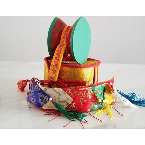 Nepal Handmade Cypress Wood Sheepskin Tambourine Tibetan Tantric Instruments Practice Dharma Drums