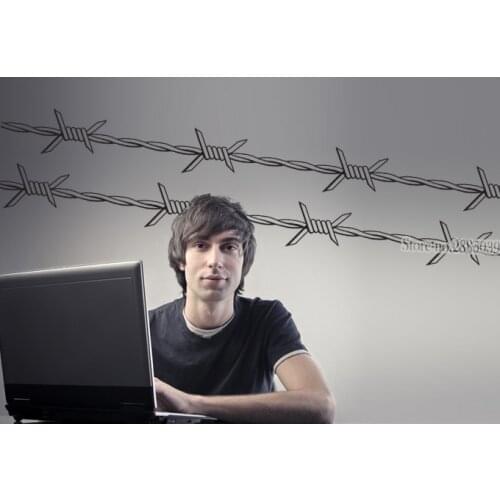 Newest Creative Barb Wire Border Wire Vinyl Art Wall Stickers Decals Boys Bedroom Home Decor Modern Interior Ornament LA394