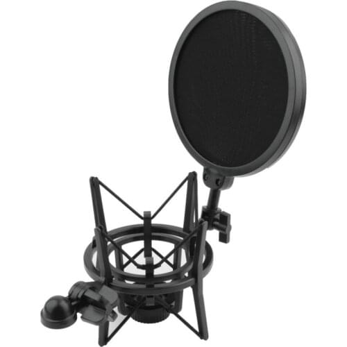 New Microphone Shock Mount Stand Holder with Integrated Pop Filter Screen Microphone Mic Professional Shock Mount