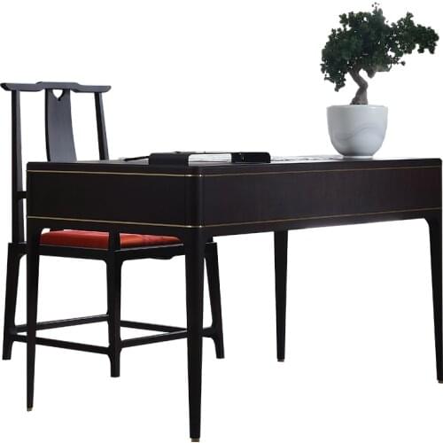 Light luxury new Chinese desk and chair combination Zen modern solid wood desk and study furniture