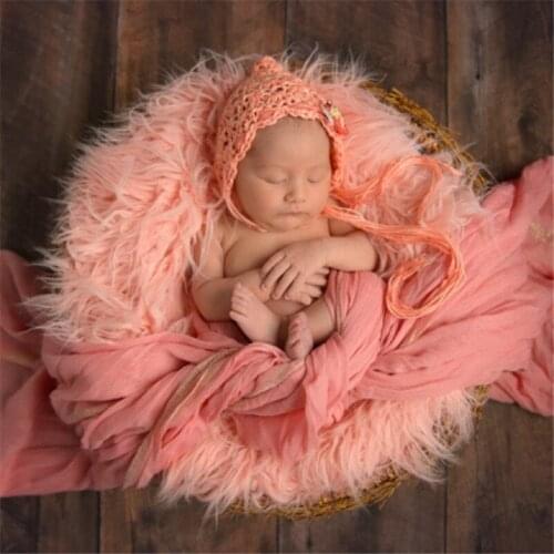 Newborn Baby Swaddle Blanket Faux Fur Soft Blanket Fur Wool Mat Background Carpet Infant Photography Props Basket
