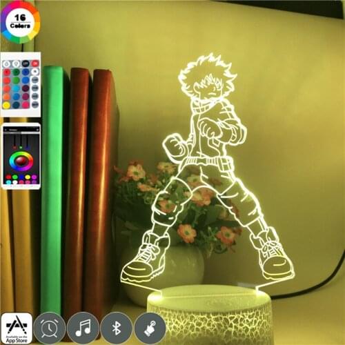 Bedside Table Lamp 3D LED Night Light Midoriya Izuku Figure Nightlight My Hero Academia Home Party Atmosphere Decor Kids Gift
