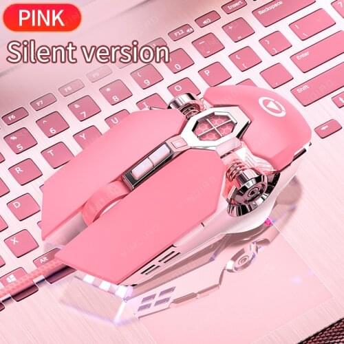 Wired Silent Mouse, Pink Luminous Cute Mouse For Girls, Adjustable DPI Mechanical Gaming Mouse
