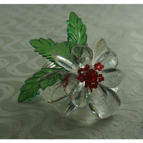 Clear flower napkin ring, napkin holder for wedding