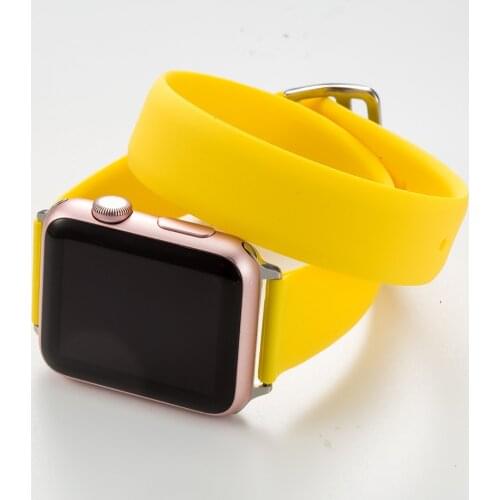 Double ring Silicone watch band for iwatch series SE 6 5 4 44mm 40mm Soft Sport Strap For apple watch 3 2 1 42mm 38mm bracelets