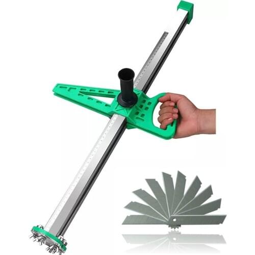 Stainless Steel Manual Gypsum Board Cutting Artifact Roller Type Hand Push Drywall Cutting Tool + 12pcs Blades