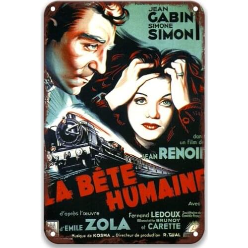 La bete humaine (1938) Old Furn Metal Tin Signs Movies Kitchen Wall Decor for Western Decor 8x12 Inches
