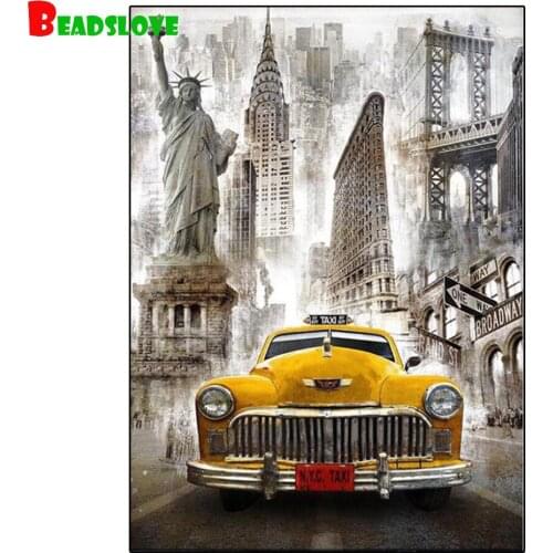 Statue of Liberty Taxi room decor Embroidery Pattern diamond 5D DIY paintings 3D Cross stitch kits mosaic wall stickers
