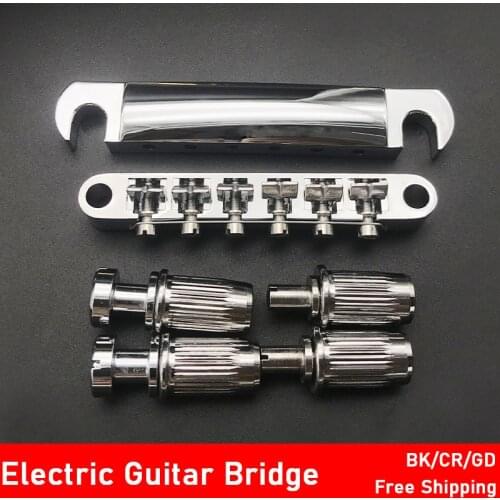 Guitar Bridge Locking Tune-O-matic Bridge Tailpiece Tail for LP Electric Guitar Gold/Black/Chrome