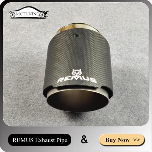 1 Piece REMUS Exhaust Pipe Car Universal Frosted Matte Black Muffler Tip Stainless Steel + Carbon Fiber Tailpipe Nozzles
