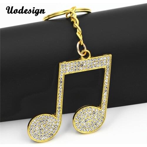 Uodesign Musical Note Pendant Keychain For Men Music Note Charms Punk Rock Car Keyring Gold Color Hiphop KeyChains for Men