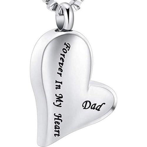 Heart Urn Necklace for Ashes Forever in My Heart Urn Locket Ashes Keepsake Memorial Jewelry for Dad(only pendant)