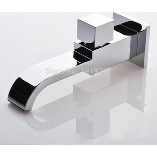 Vidric Bath Crane Only Cold Bibcock Spout Filler Faucet New 100% Solid Brass Square Style Chrome Mixer Tap With Waterfall Water