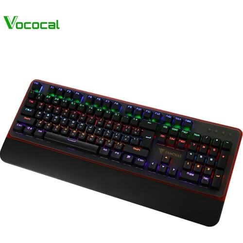Vococal USB Backlight Waterproof Anti-Ghosting Russian Mechanical Gaming Keyboard Blue Switch Key Board for PC Laptop Overwatch