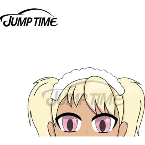 Jump Time 13 x 8.2cm For Gal Maid Peeker Cafe Clicker Creative Decal And Car Stickers Car Assessoires Windshield Decor