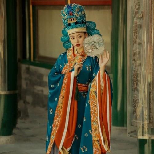 WYJN Complicated Working Hand Beading Embroidery Gorgeous Empress Drama Costume Chinese Traditional Hanfu Cosplay Photography