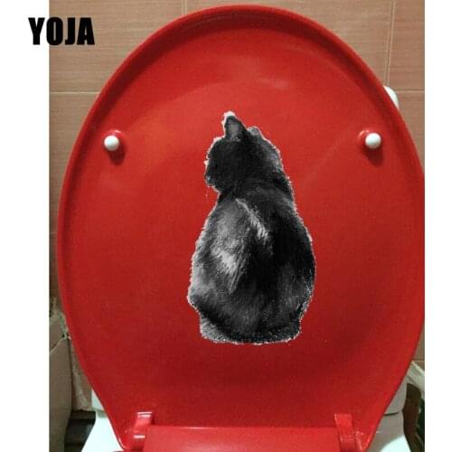 YOJA 13.2*23.9CM Black Cats Back Creative Home Decoration Wall Stickers Mural Toilet Decal T1-0076