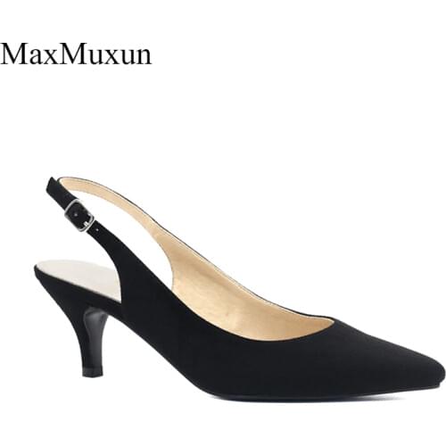 MaxMuxun Women High Heels Pointed Toe Classic Slingback Pumps Sexy Ladies Dress Court Formal Pink Yellow Red Wedding Dance Shoes