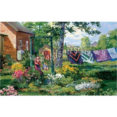 5D DIY Diamond Painting Swinging Scenery Swing Full Embroidery Needlework Rhinestones Mosaic Cross Stitch Decoration