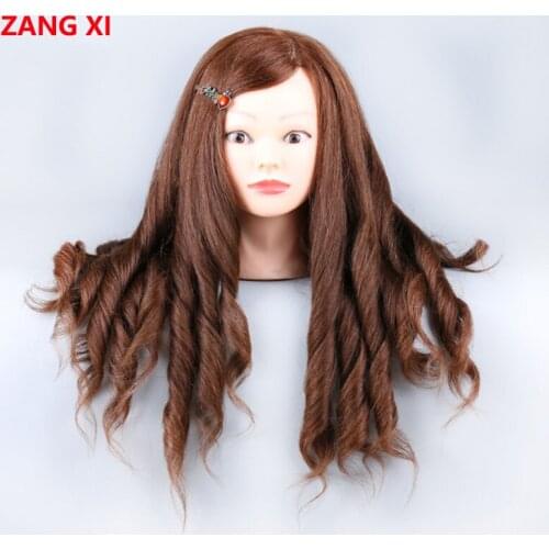 85% Dark Brown Human hair Mannequin Head For Curl Iron Straighten Practice Female Doll Head Hair Styling Female Training Head