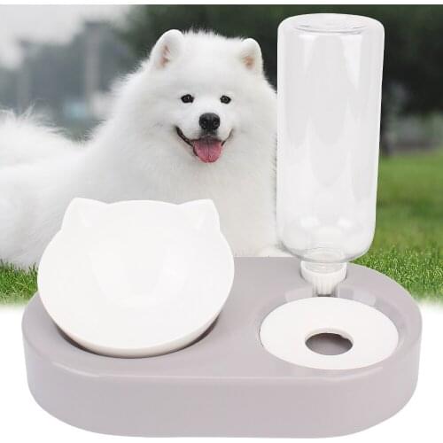 Automatic Water Dispenser Pet Dog Cat Food Bowl 2-in-1 Non-slip Pet Waterer Feeder Cat Bowl Dog Bowl Food Container with Waterer