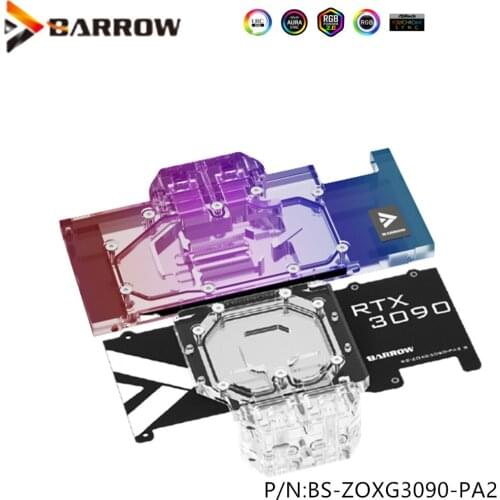 Barrow 3090 3080 GPU Water Block for ZOTAC RTX 3090 3080 X GAMING, Full Cover ARGB GPU Cooler, BS-ZOXG3090-PA2