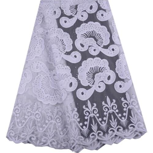 White Color French Lace Fabric High Quality African Tulle Net Lace Fabric With Stones Wedding Laces Nigerian Lace Fabric S1484