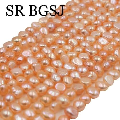 Free Shipping 4-5mm 6-7mm 7-8mm Wholesale Lot Pink Baroque Potato Natural Freshwater Pearl Jewelry Handwork DIY Beads 15"