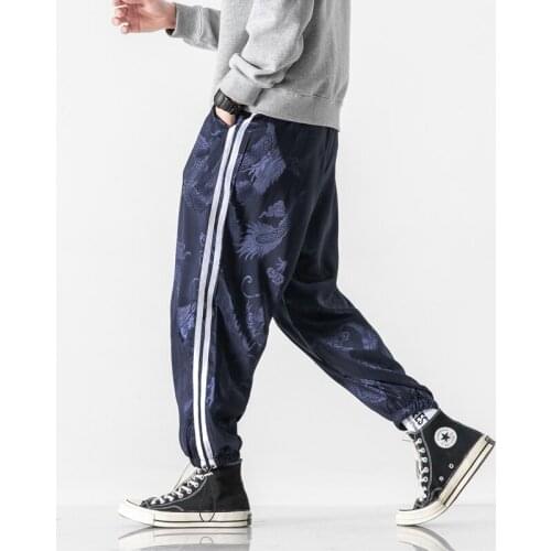 Side Stripe Harem Pants for Men Loose Streetwear Hip Hop Tie Feet Trousers Summer New Oversized 5XL Male Street Wear Clothing