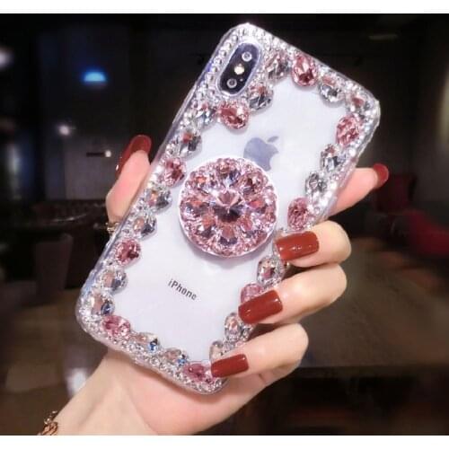Case For Samsung S21 S20 Plus S6 S7 S8 S9 S10 PLUS S10 Lite Note 5 8 9 10 20 Fashion Bling Crystal Diamond Airbag bracket Coque