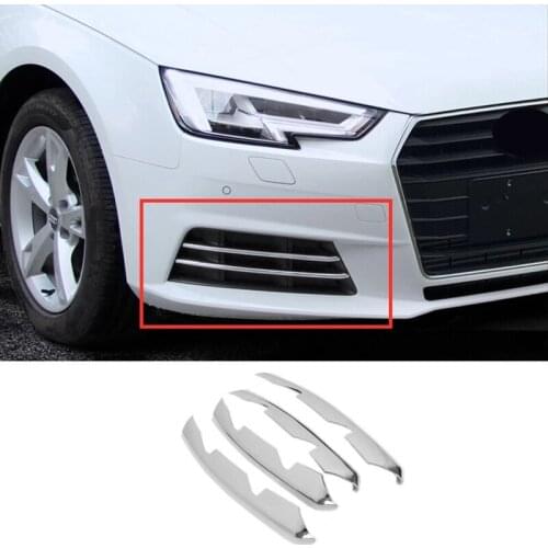 For Audi A4 b9 2016 2017 Accessories Car front fog lamp light strip Frame Cover trim Panel Sequins ABS Chrome mirror 4pcs