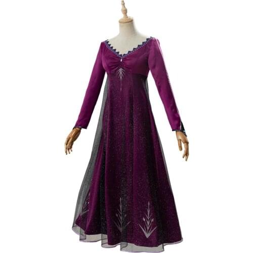 Elsa Cosplay Costume Purple Elsa Dress Adult Halloween Carnival Party Costumes For Women Girls