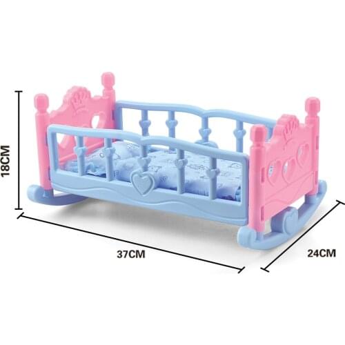 Rocking Cradle Crib Bedding Set Baby Doll Furniture Toys For Mellchan Dolls