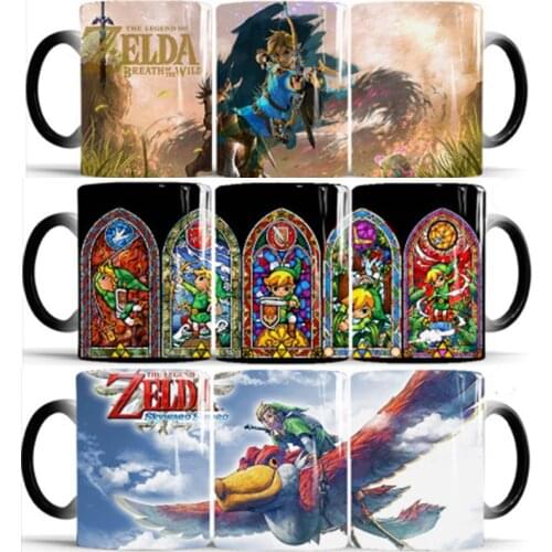 1Pcs New Cute Zelda Color Transforming Mugs 350mL Coffee Milk Tea Ceramic Mug Novelty Heat Changing Color Tea Cup Gift for Kids