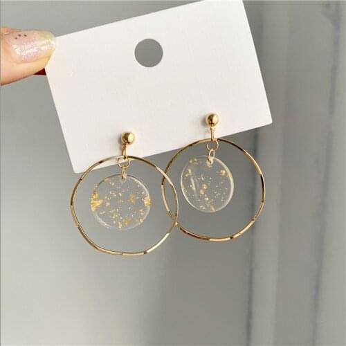 Fashion Hyperbole Geometric Hollow Metal Round Hoop Drop Earrings Korean Circle Pendent Earrings for Women Girl Ear Jewelry Gift