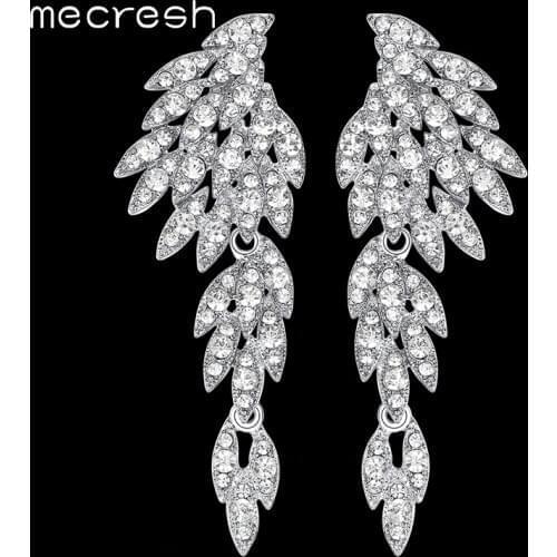 Mecresh Silver Color Crystal Wedding Drop Earrings for Women Korean Eagle Animal Bridal Earrings Female Fashion Jewelry EH209