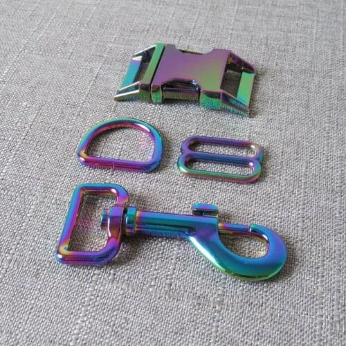 20Sets 25mm 1'' DIY Dog Collar Metal D Ring Buckle Hardware Slider Loop Strap Adjuster Clasp Pet Leash Leads Clip Hook Accessory