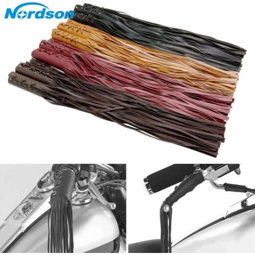 Nordson 7/8" Motorcycle Grips Lever Cover Leather Fringed Hand Grip Handlebar Grips For Harley Indian Chopper Custom Moto