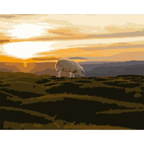 DIY HandPainted Oil Painting Painting By Numbers Prairie sheep Animal Picture Paint Unique Gift Home Decor