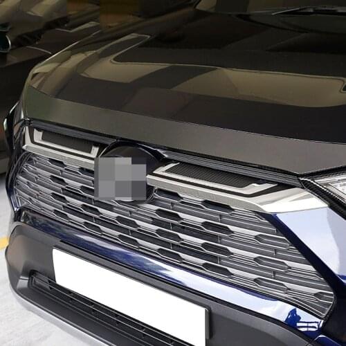 For Toyota RAV4 RAV-4 XA50 2019 2020 Accessories Front Grille Trim net Grille Cover Carbon fiber color