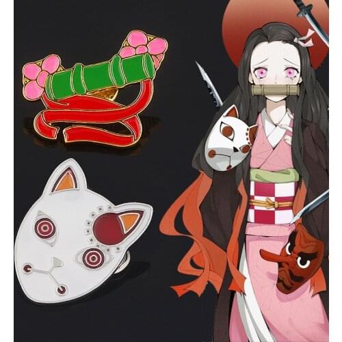 Nezuko Bamboo Tube Sealing stick Badge Brooch Anime Demon Slayer Kimetsu no Yaiba Pins Brooches for Women Men Lapel Pin Jewelry