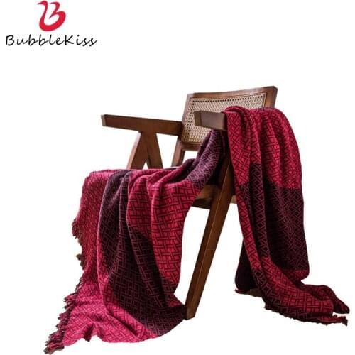 Bubble Kiss Grid Pattern Blanket Hand Knitting Tassel Blankets For Beds Home Sofa Decorative Blankets Thicken Warm Nap Blanket